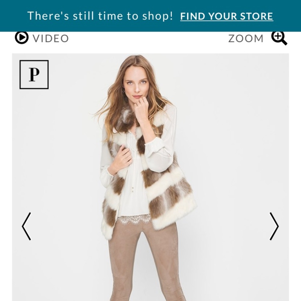 White House Black Market faux fur vest. Size XSP/S BNWT